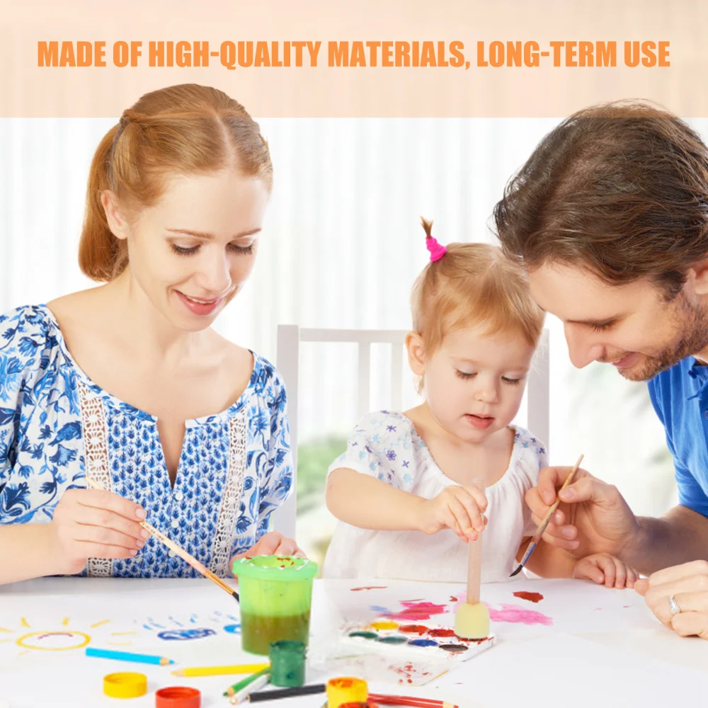 

20Pcs Round Paint Sponge Brushes Set Wooden Handle Sponge Brush Paint Tools