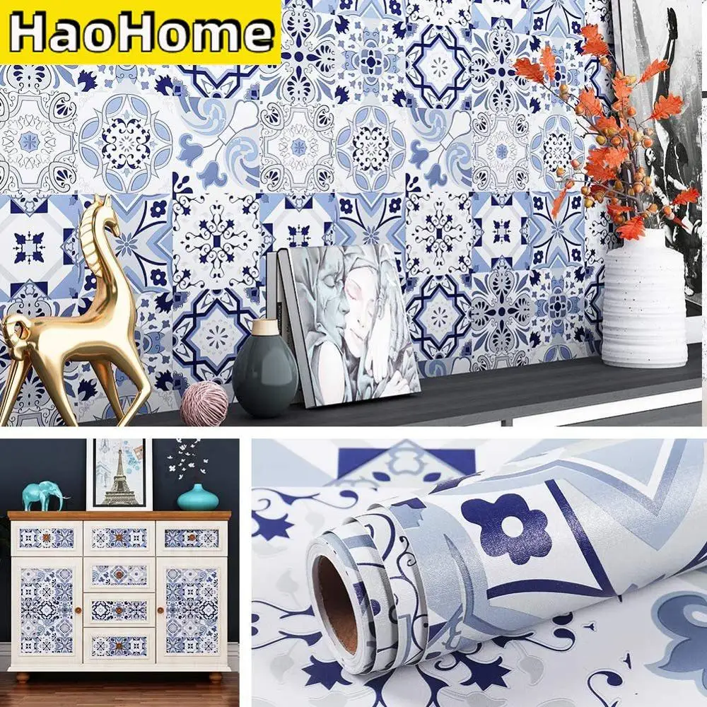 Самоклеящаяся контактная бумага HaoHome оболочка и наклейка настенная плитка с