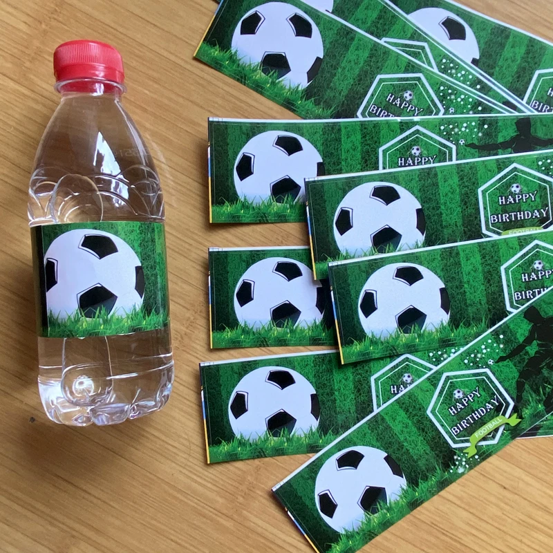 

12pcs Footbal Sticker Football Birthday Party Mineral Water Bottle Lable Stickers Baby Shower 1 th Birthday Supplies Decor