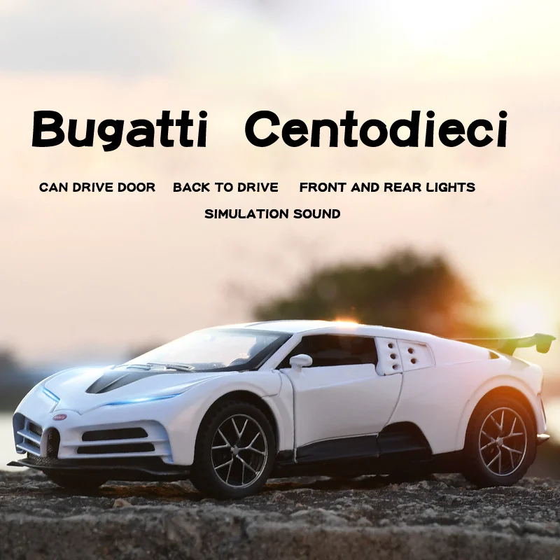 

Car Model Decorative Toy 1:32 Bugatti Car Return Toy Children Sound Light Sports Car Die Casting Children Toy Boy Gift