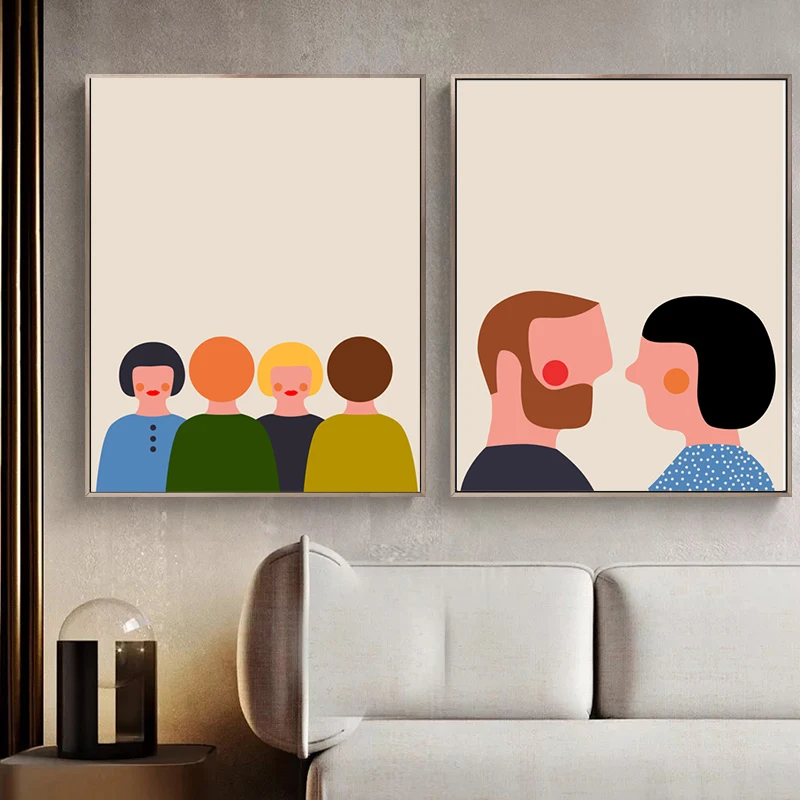 

Colourful Abstract Lovers Figure Canvas Painting Wall Art Picture Nordic Posters Ins Style For Living Room Home Decor