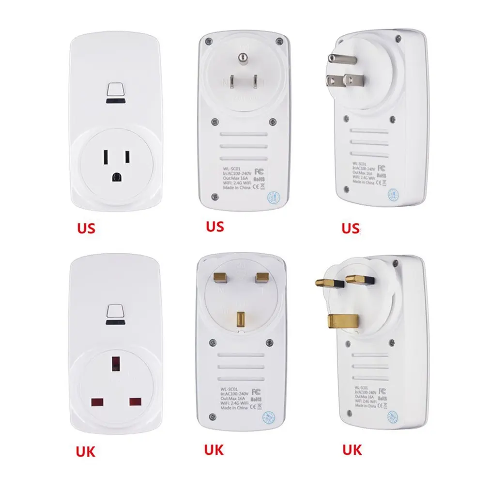 16A Wifi Wireless Smart Socket Plug Outlet for Tianmao Genie Alexa Google Home IFTTT Tuya|Адаптеры AC/DC| |