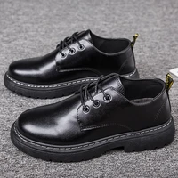 spring mens shoes casual mens leather shoes men lace up genuine leather shoes men british wild tide leather shoes martin shoes