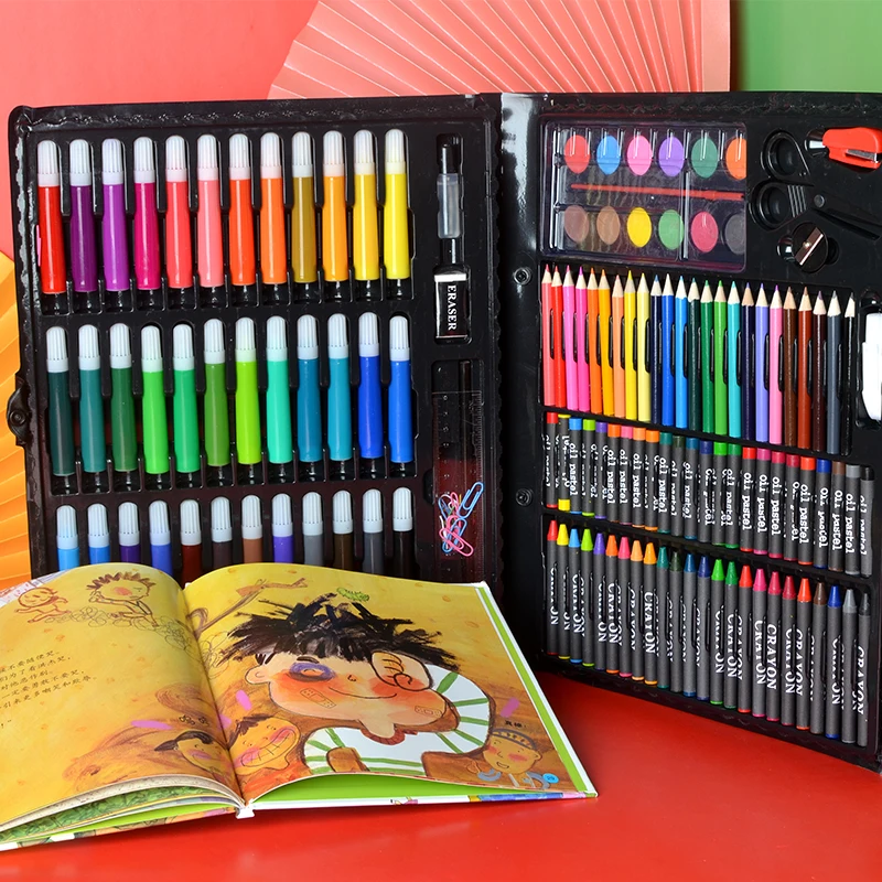 

150 pcs Children's Brush Set Student Art Watercolor Pen Painting Crayon Oil Pastel Gift Art Tools Stationery Set Student Gift