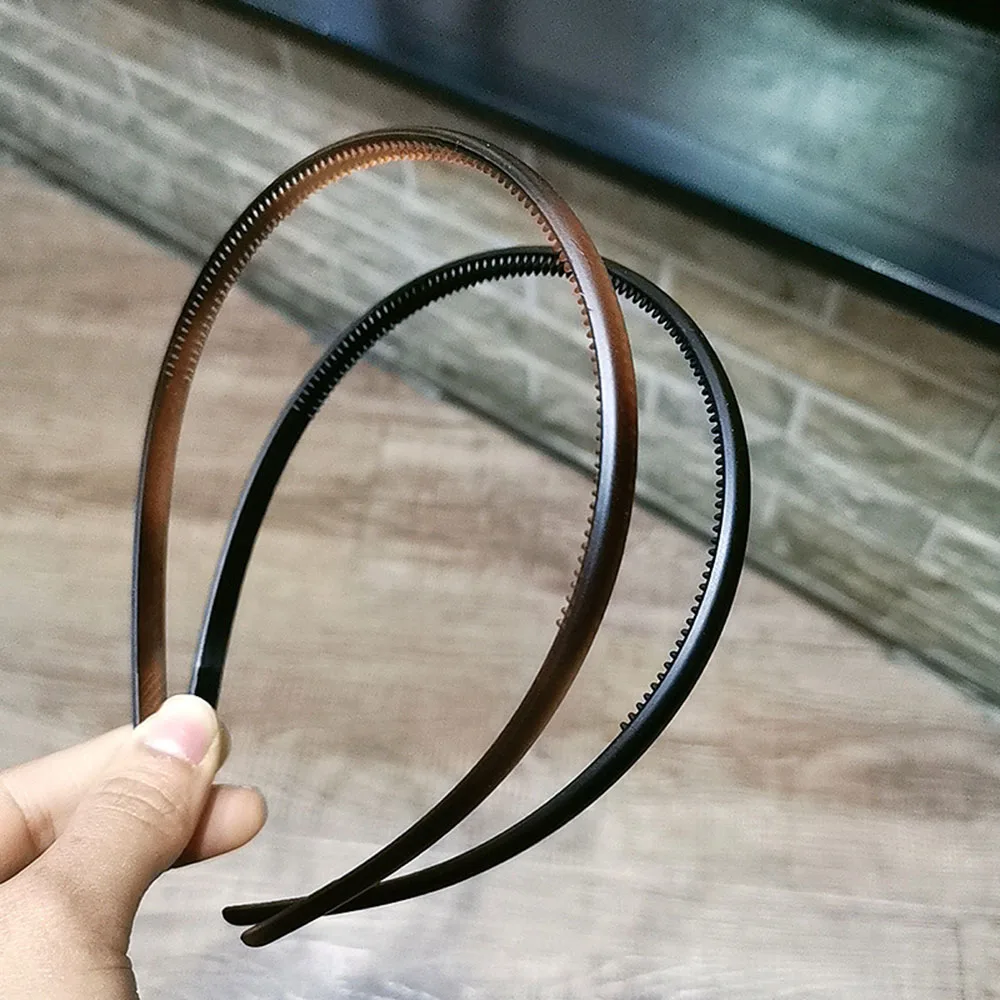 

Women Hair Accessories Anti-Slip 0.8cm Simple Plastic Brown Headband Fashion Handmade Hair Hoop Headwear 2021 New Hairband