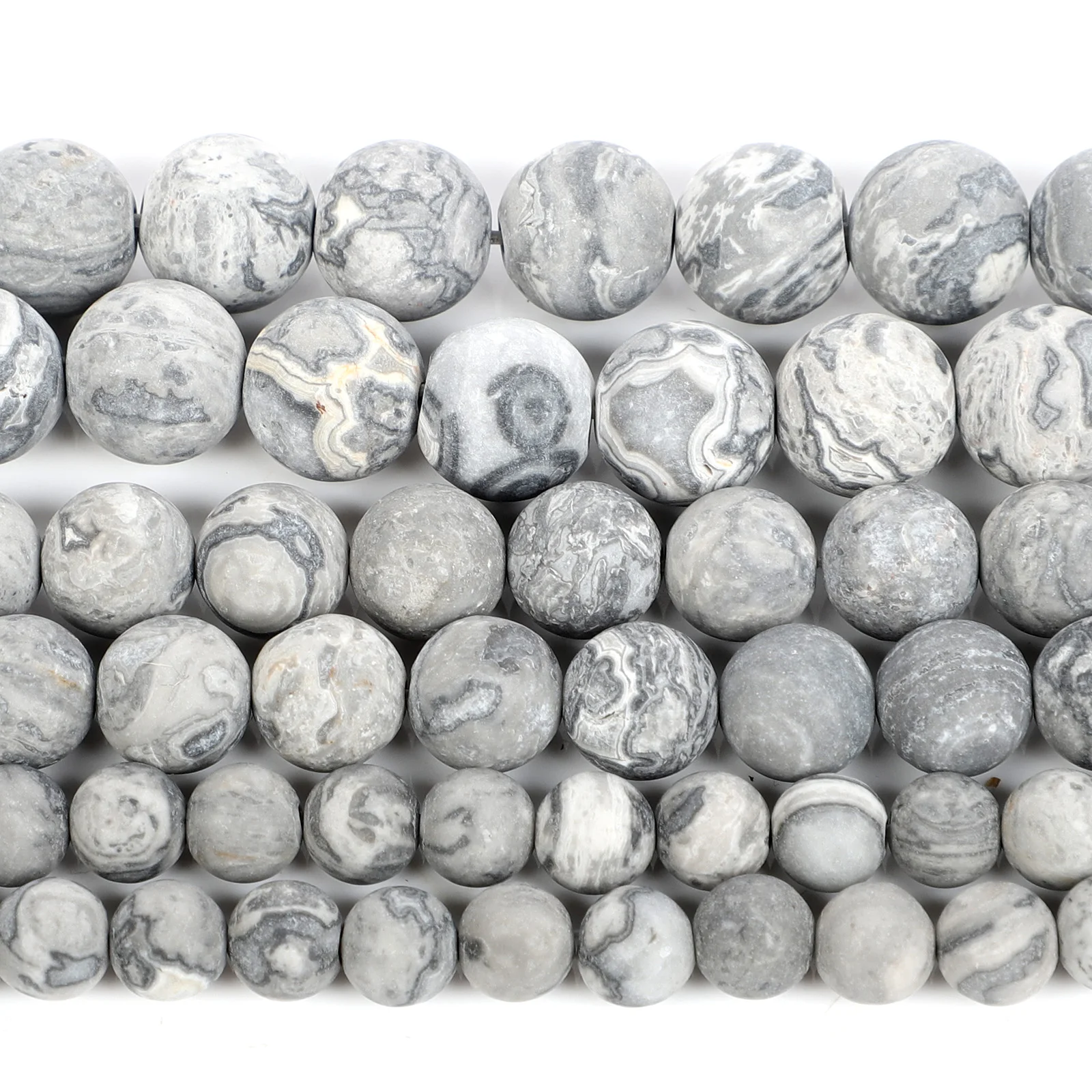 15 &quotнитка модные из натурального камня бисер серый и белый Пикассо для