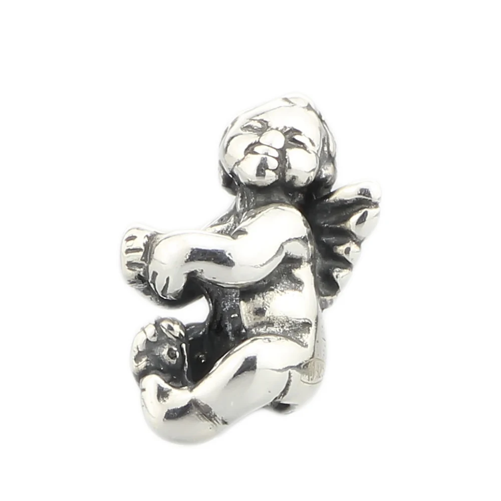 925 пробы серебро Херувим маленький амулеты ангелы бисер Подходит Европейский
