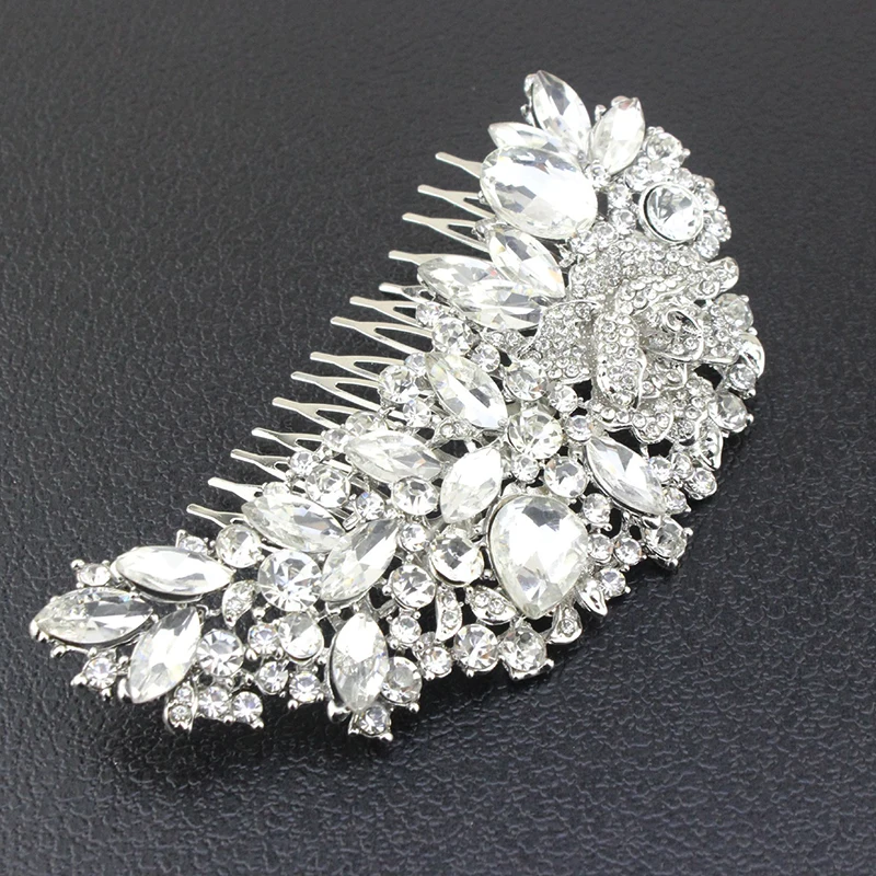 TREAZY винтажные большие цветочные свадебные гребни для волос Стразы хрустальные