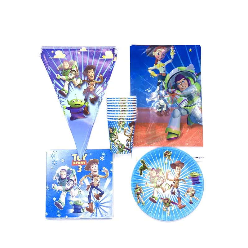 

81 pcs/lot Toy Story Birthday Party Cup Plate Napkin Decorations Flag Event Festival Tablecloth Toy Story Disposable Tableware