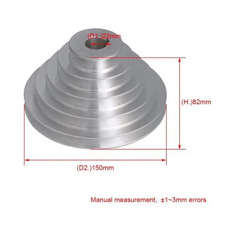 

Aluminum a Type 5 Step Pagoda Pulley Wheel 150mm Outer Diameter 14mm Bore for V-Shaped Timing Belt