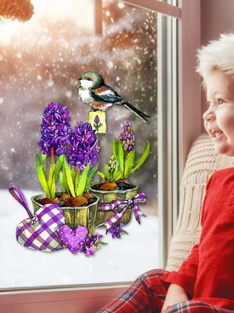 

1PCS Painted Window Hanging Decoration Acrylic Spring Bird Home Window And Outdoor Garden Decoration