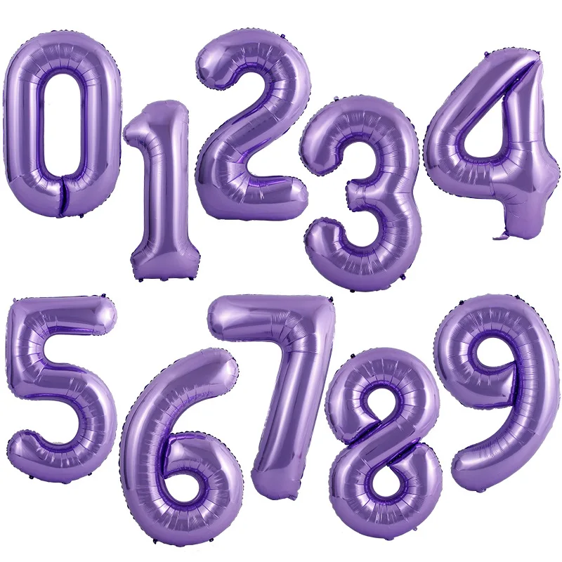 

40inch Purple Number Foil Balloons Confetti Latex Balloons Birthday Party Decorations Baby Shower Wedding Anniversary Decor Ball