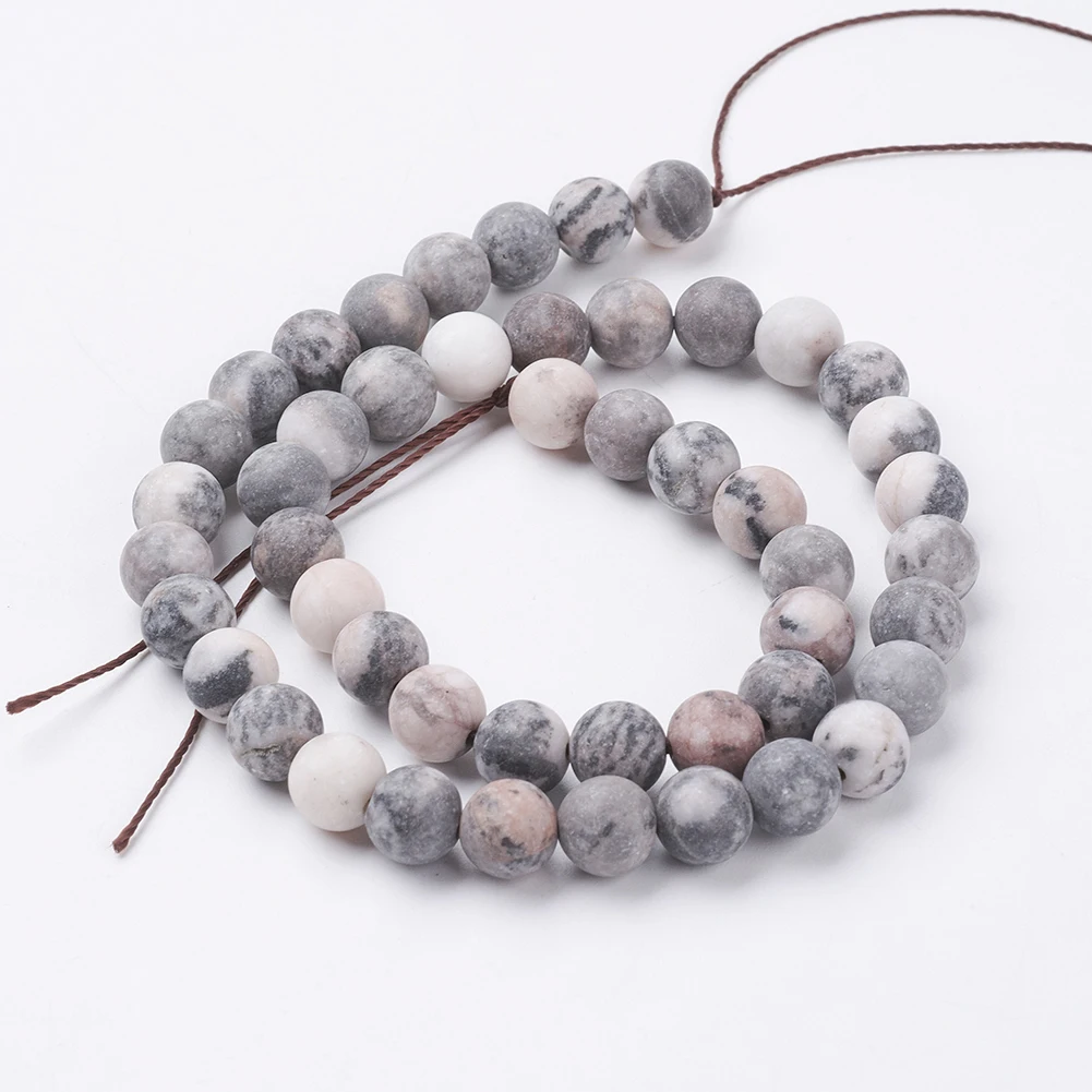 

5Strands 4/6/8/10mm Natural Pink Zebra Jasper Beads Frosted For Necklaces Bracelets Jewelry Making DIY Accessories,Hole: 0.8mm