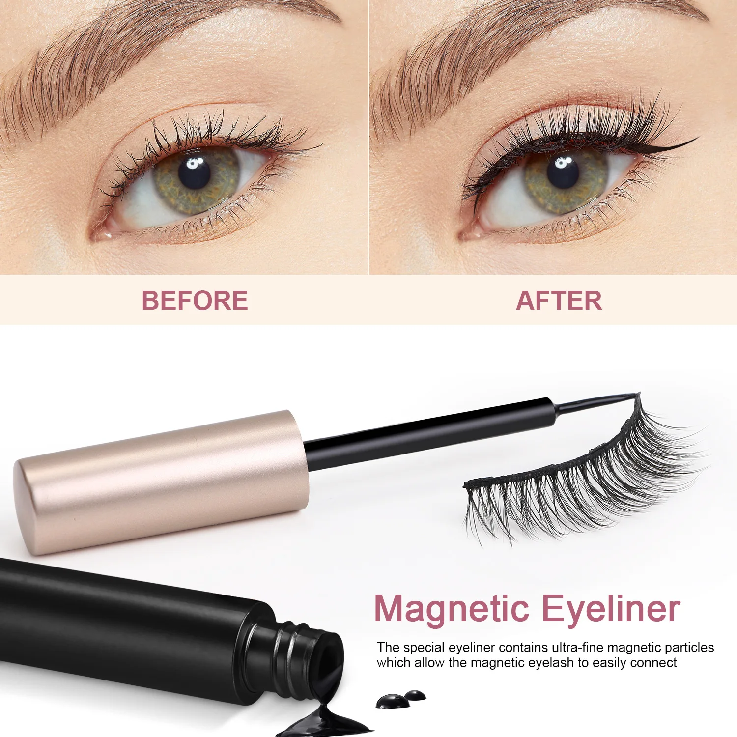 

3/5pair Of 3d Magnetic Eyelashes Handmade Eyelashes Eye Makeup Extended False Eyelashe Repeated Use Magnetic Fake Eyelashe