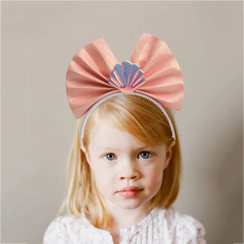 

1 Piece Girls Glitter Hairbands Cute Shell Bows Hair Bands Gift Headbands Hair Accessories 3 Colors