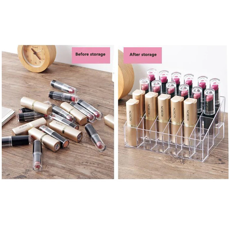 Прозрачная коробка для хранения помады 24 Сетки прозрачная подставка косметики