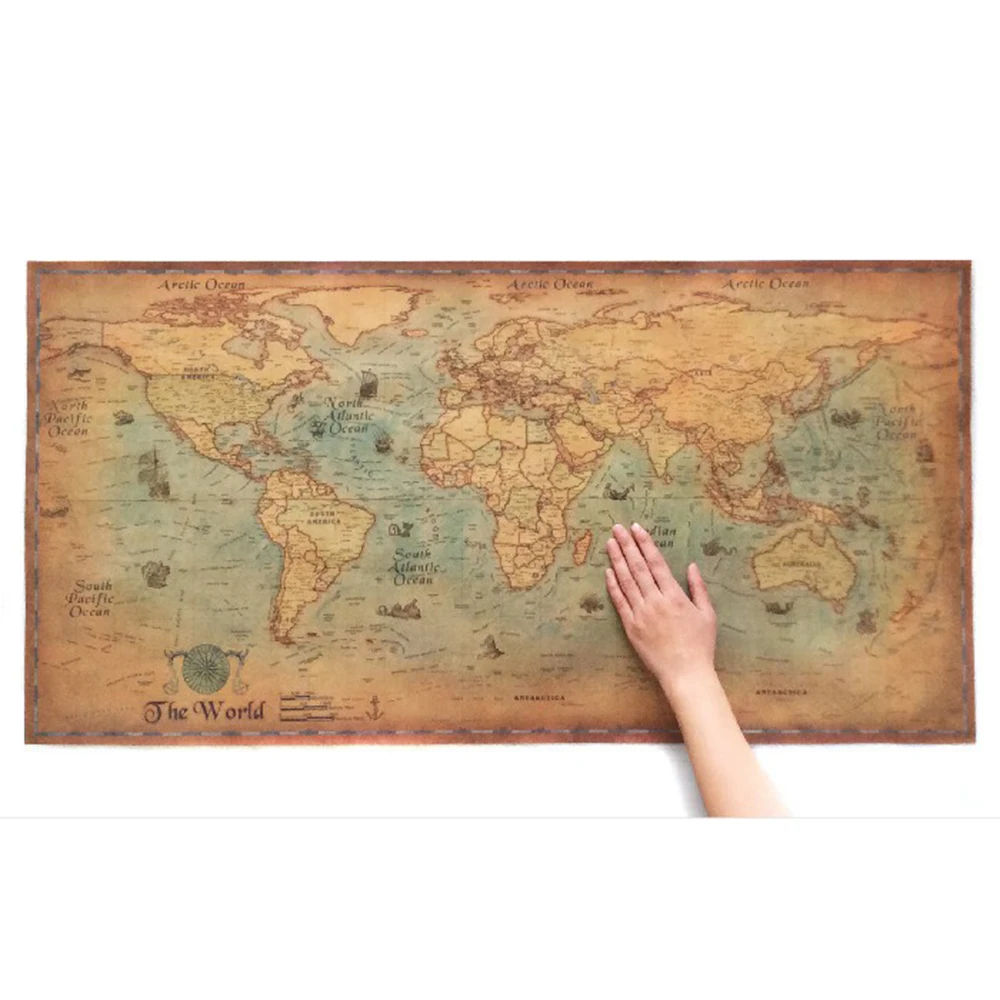 Vintage Journal poster retro World globe Map Personalized Atlas Poster decoration for office school maps world map on the wall