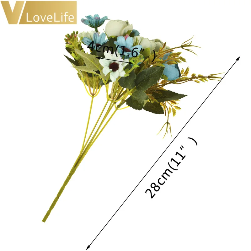 28 см шелковые розы невесты Букет Искусственный цветок для дома Свадебные