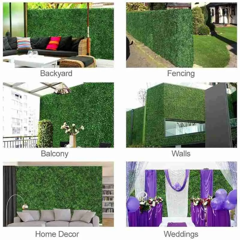 

Artificial Plant Lawn Grass Fake Decorative Outdoor Wall Plant Garden Privacy Boxwood Decoration Inter Mat Artificial Panel L2J4