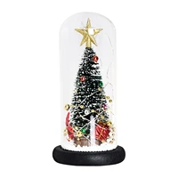 novelty diy christmas tree led string in glass dome wooden base christmas festive night light present bedroom desk ornaments