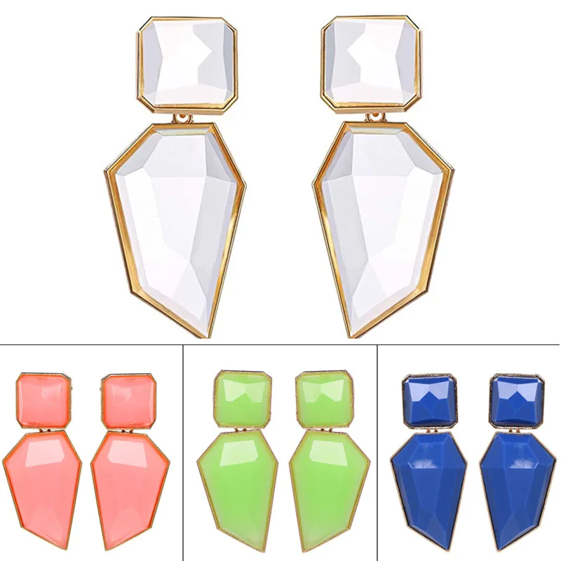 

Wholesale Fashion Trend Long Resin Drop Earrings Hanging Elegant geometric Dangle Earrings Accessories For Women 2021