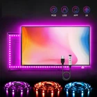 Светодиодная лента RGB, 3 клавиши, 5 В, гибкая светодиодная ленсветильник 5050, 5 В, Светодиодная лента RGB 5050, 1 м, 2 м, 3 м, 4 м, 5 м для подсветки телевизора, освещение, украшение комнаты