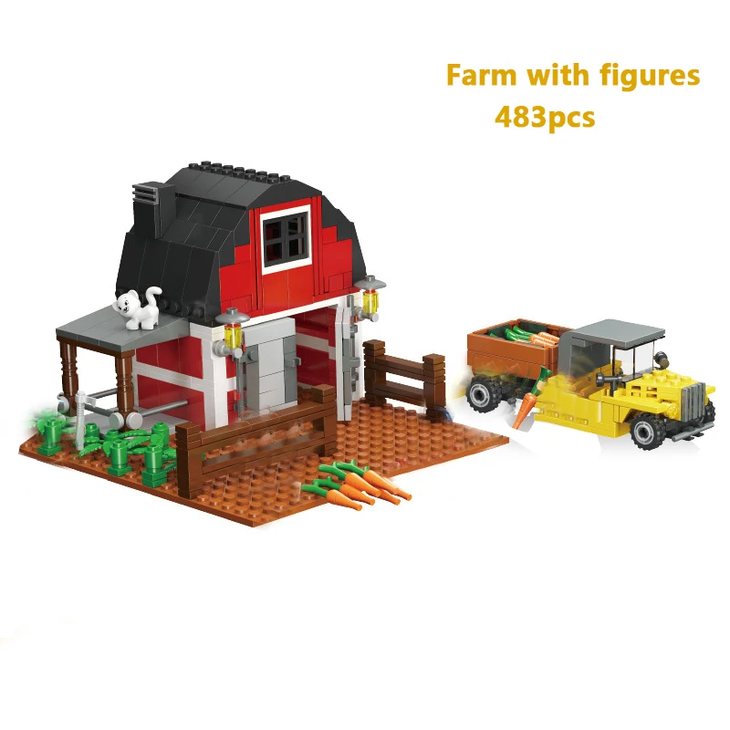 Конструктор городской город улица вид ферма деревня набор строительных блоков