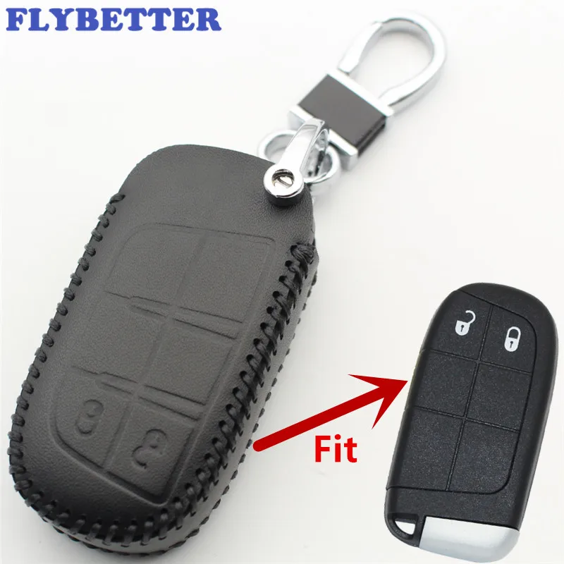 Чехол FLYBETTER из натуральной кожи с 2 кнопками для смарт ключей чехол Chrysler 300 Jeep Grand