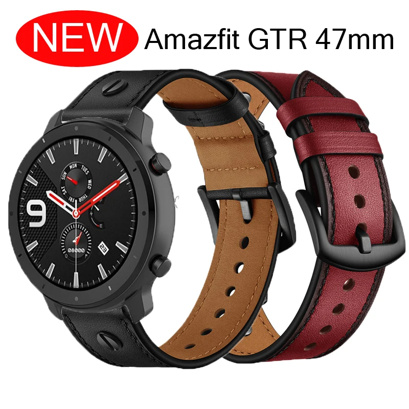 Смарт часы Huami Amazfit GTR 47 мм для xiaomi amazfit stratos 2 2s кожаный ремешок 22 спортивный