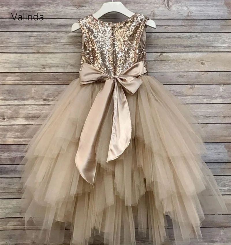 

Sequin Tulle Flower Girl Dresses for Girl Birthday Party Formal Occasion Gowns