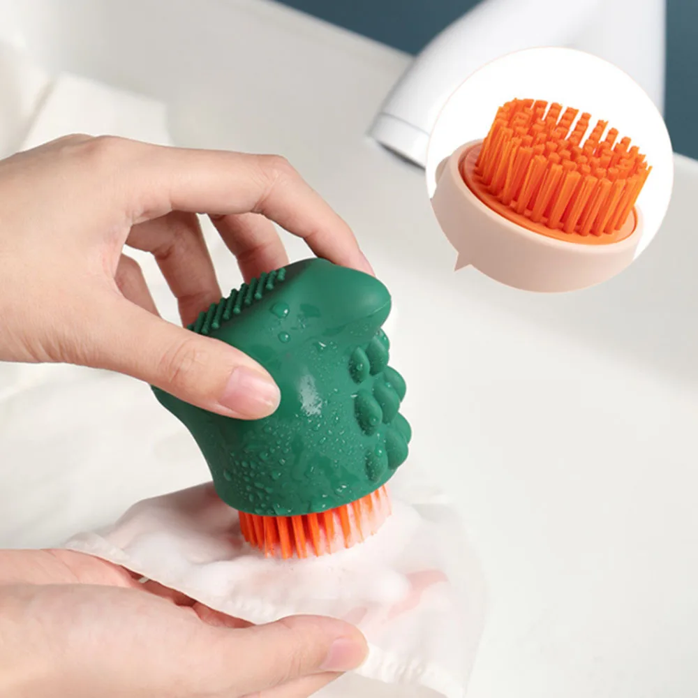 

Multifunctional Dinosaur Shape Soft Hair Clothes Cleaning Tool Bathroom Laundry Brush Washing Shoe Three Sided Household