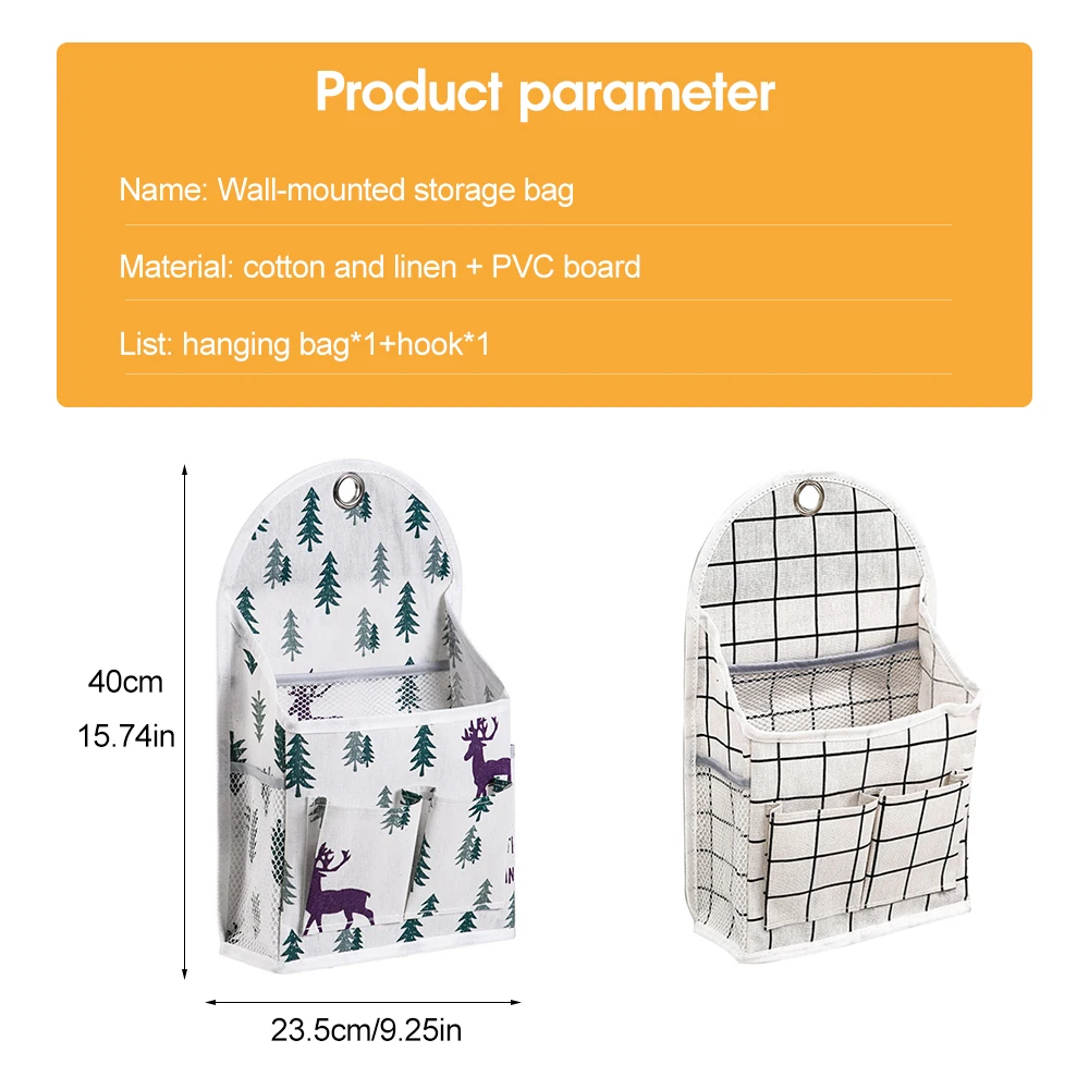 

New Hanging Storage Bag Bedside Storage Organizer Magazine Storage Bag Holder With Hook Wall Mounted Basket For Sundries