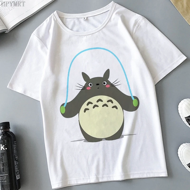 

Summer Harajuku Streetwear O-Neck Short Sleeve Tshirt Japanese Anime Tops Women's T-shirt Fashion Funny Totoro Print T Shirt