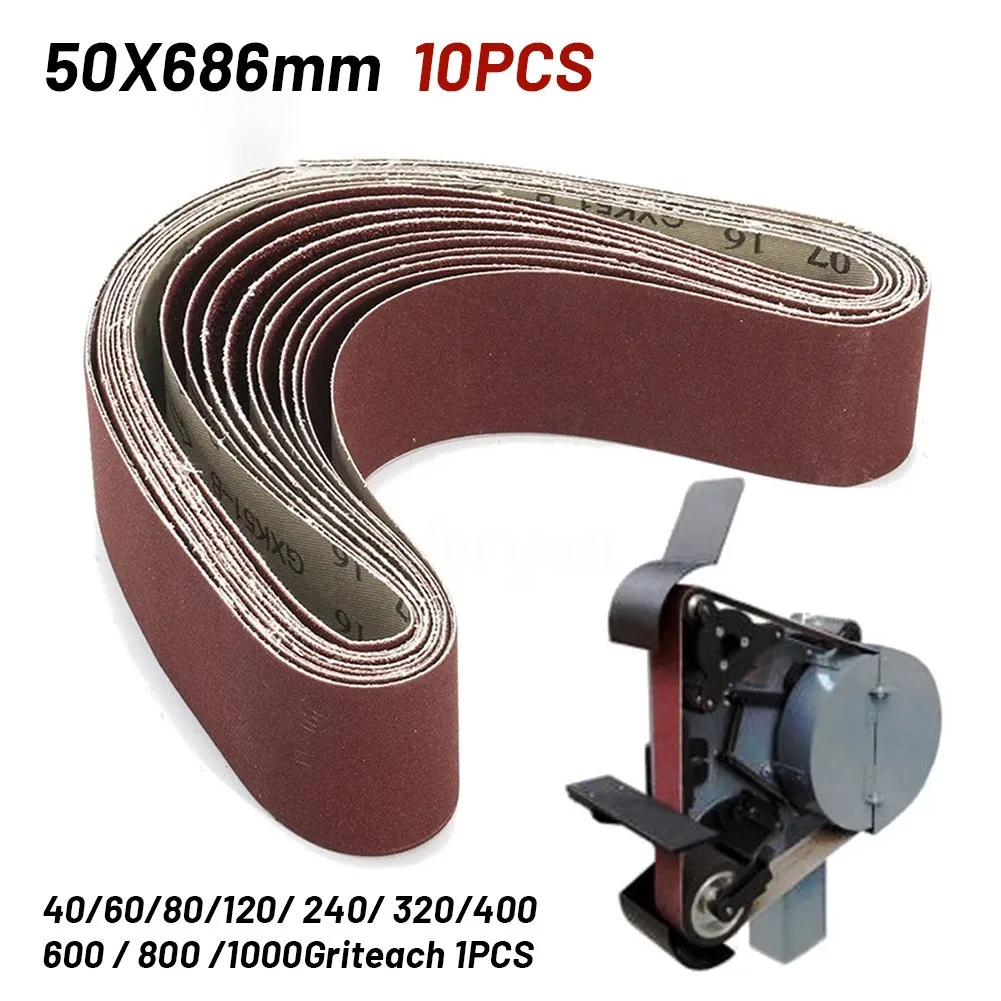 

50x686mm Sanding Belts Abrasive Alumina 40/60/80/120/240/320/400/600/800/1000 Grit