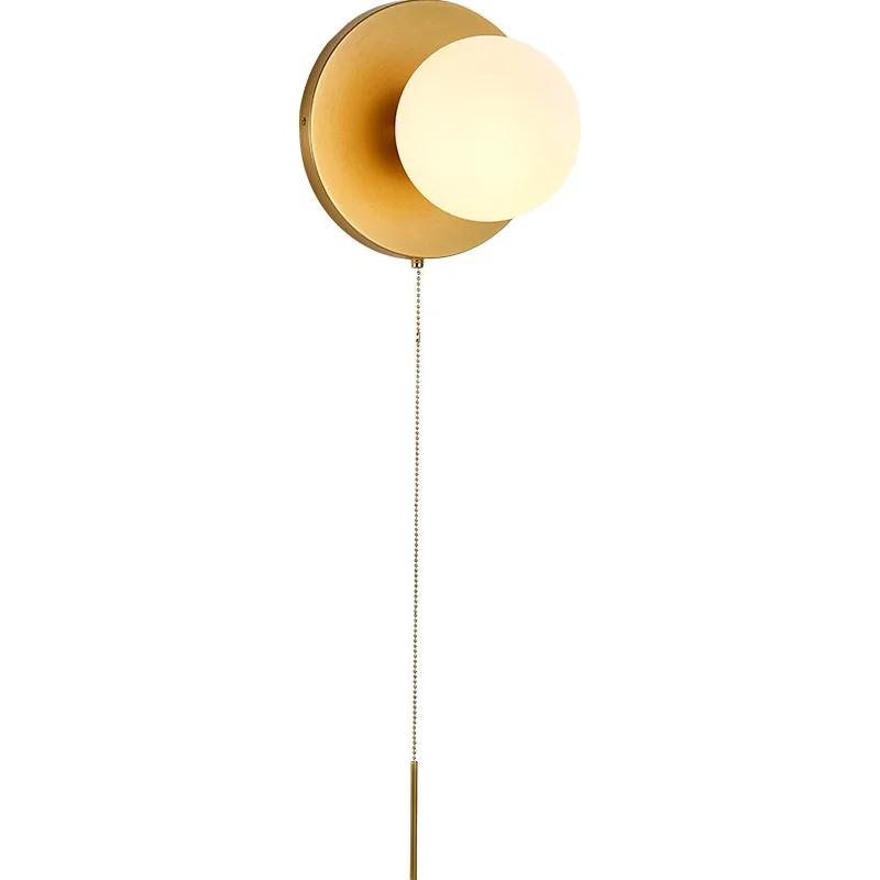 Медная креативная прикроватная стеклянная настенная лампа светодиодный