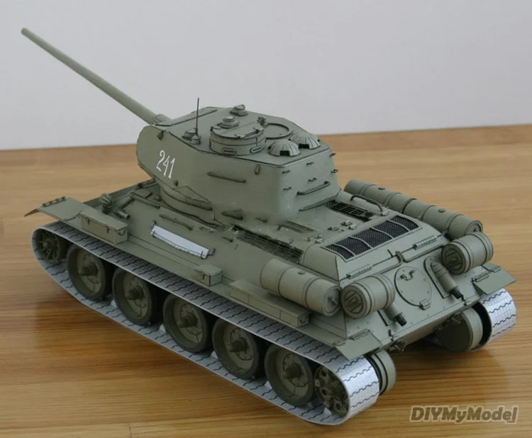 DIYMyModel-modelo de papel de tanque mediano de T-34 sovi&eacute;tico, Manual de bricolaje, 1:25, T-34/85-4