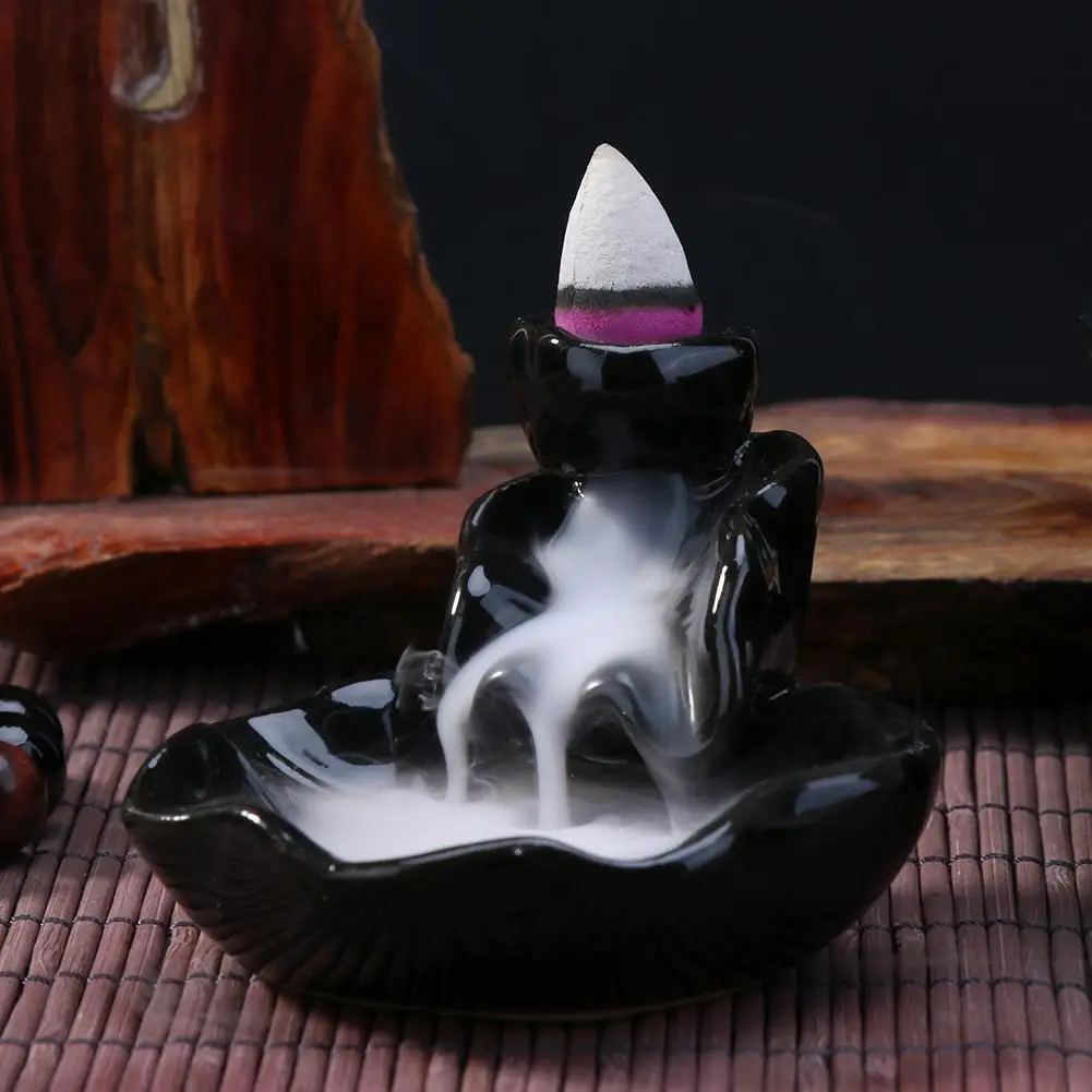Керамика монах/лотоса в форме Будды мини курильница с обратным потоком Ладан