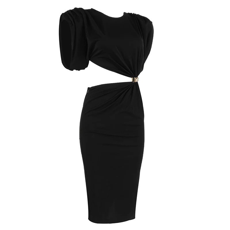 

New Fashion Sexy Women Elegant Hollow Out Sleeveless O-Neck Dress Black Sheath Evening Celebrity Night Club Casual vestidos