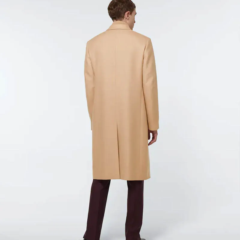 Пальто мужское длинное кашемировое до колен модная утепленная шерстяная