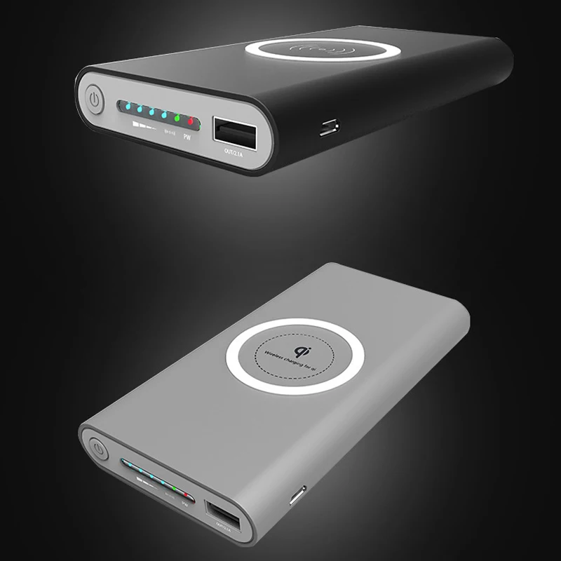 Портативное тонкое зарядное устройство Qi 10000 мач беспроводное для Xiaomi Mi iPhone