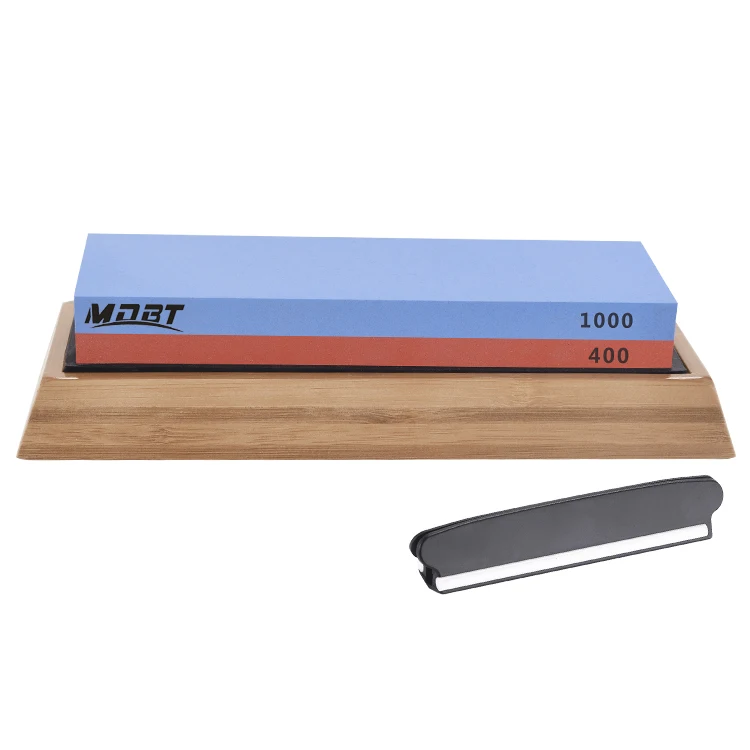 400 1000 whetstone Knife Sharpener Stone Double Side grit whetstone for Kitchen sharpening tool bamboo base Sharpener Angle Guide1000/6000 - Цвет: 400 1000 whetstone
