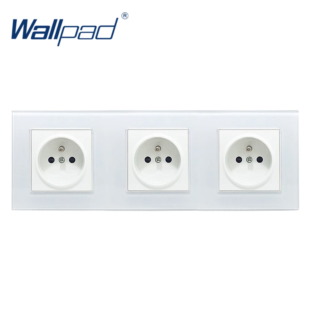 3 French Socket 5 Frame французская розетка Wallpad с украшением в виде кристаллов закаленное белый Стекло Панель 16A ЕС 110 V-240 V 5 французские розетки 430*86 мм Размеры - Тип: 3 French Socket