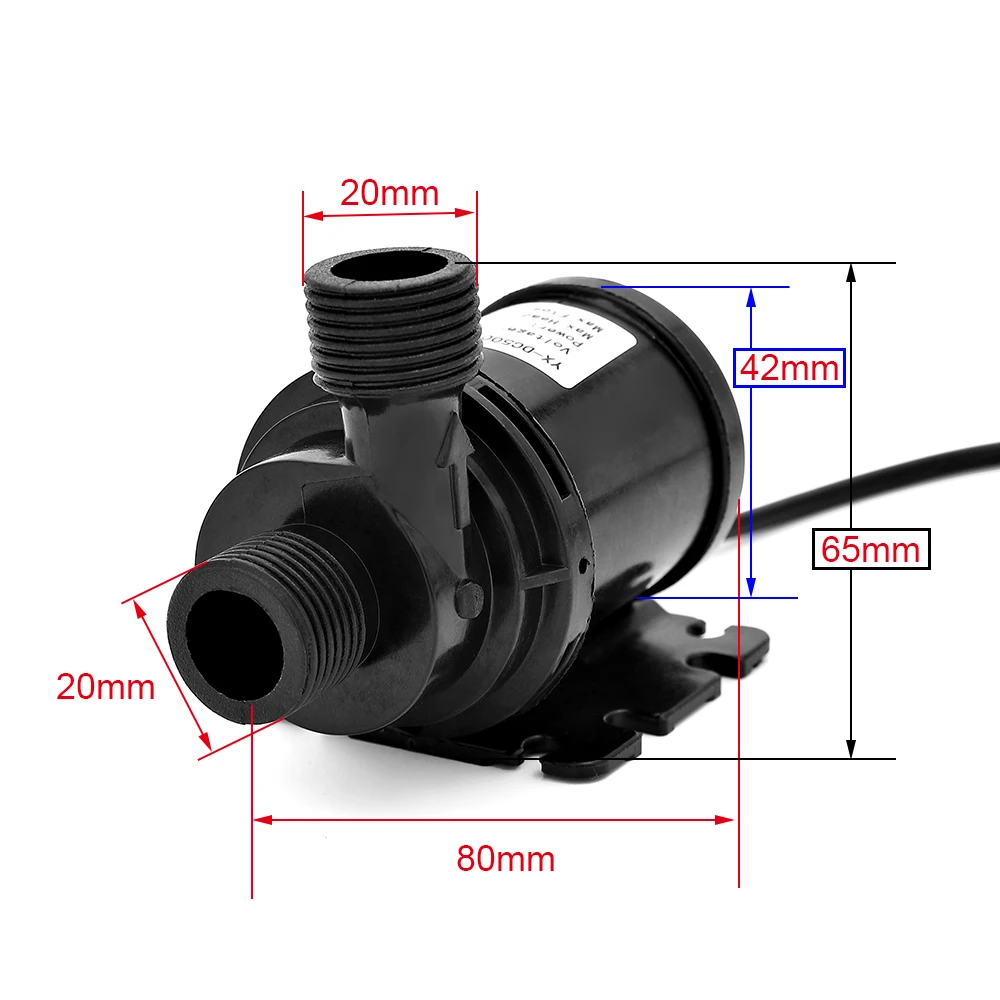 DC 12V/24V 800L/H portable mini brushless motor ultra-quiet submersible pump for cooling system fountain heater