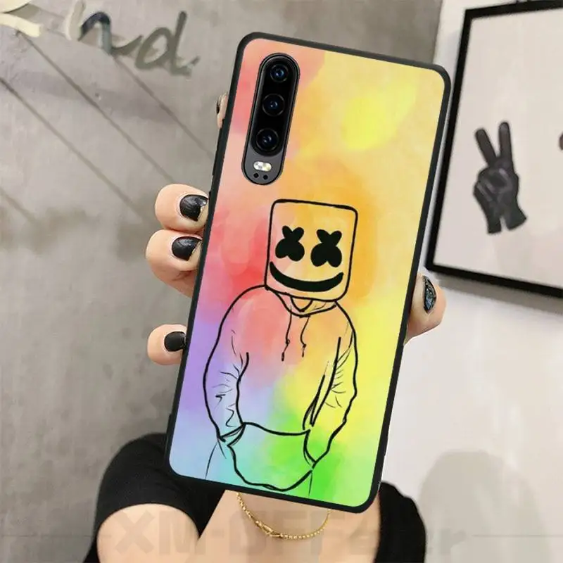 

DJ Marshmello Phone Case Black TPU For Huawei P20 P30 P40 Pro Mate Lite Plus Smart Nova 5t Cover Carcasa