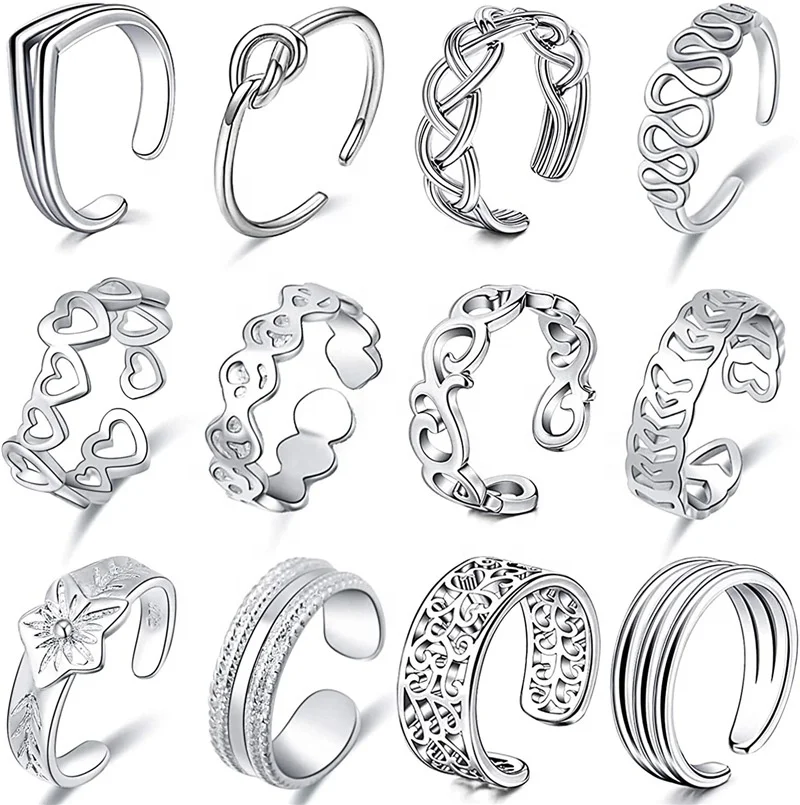 

Ring new arrive 12-piece toe rings adjustable for Women Summer Beach Toe Ring Set of Foot Jewelry