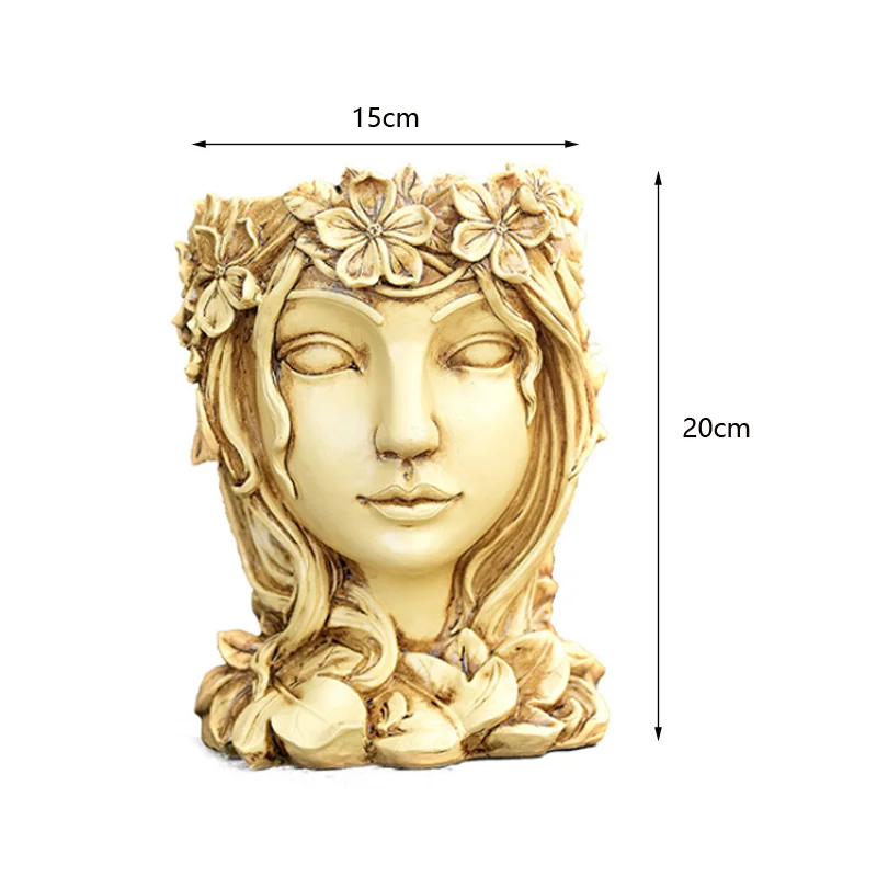 

20CM Resin Imitation Figure Plant Succulent Flowerpot Creative Resin Goddess Flower Insert Home Furnishings Garden Crafts Vase