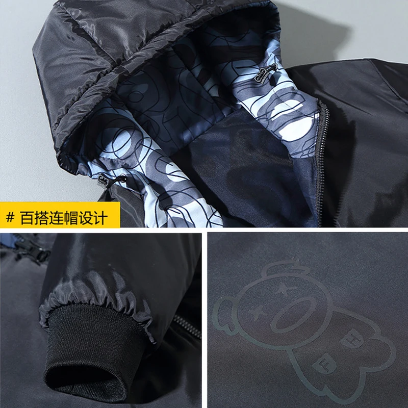 Winter Thick Jacket Men Parkas Fashion Warm Two Sides Jackets Hooded Coats Casual Graffiti Outdoor Outerwear Male Plus Size 10XL