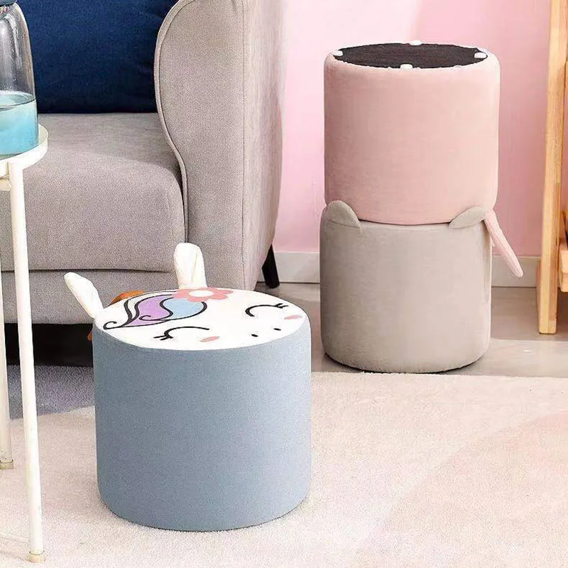 

Cartoon Cloth Art Small Children's Stool Lovely Round Stools Cushions Foot Chair Household Furniture