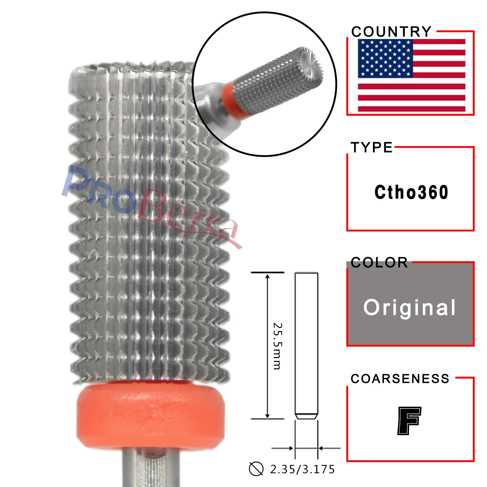 

Proberra 6.6 Large 3 IN 1 Original Tungsten steel Carbide Gel polish acrylic powder nail drill bit