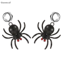 guemcal 2pcs hot sale personalized black spider pendant ear piercing body piercing jewelry